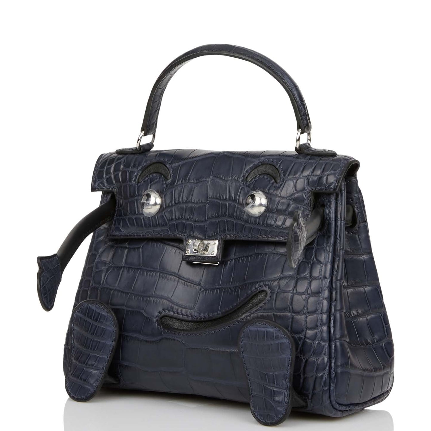 Hermes  "Quelle Idolle" Kelly Doll Bleu Indigo Matte Alligator Palladium Hardware