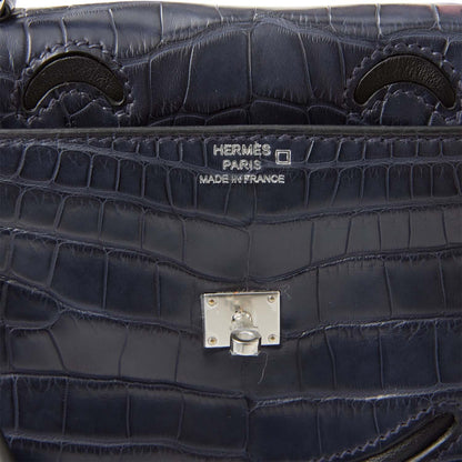 Hermes  "Quelle Idolle" Kelly Doll Bleu Indigo Matte Alligator Palladium Hardware