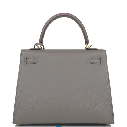 Hermes Kelly Sellier 25 Etain Epsom Gold Hardware