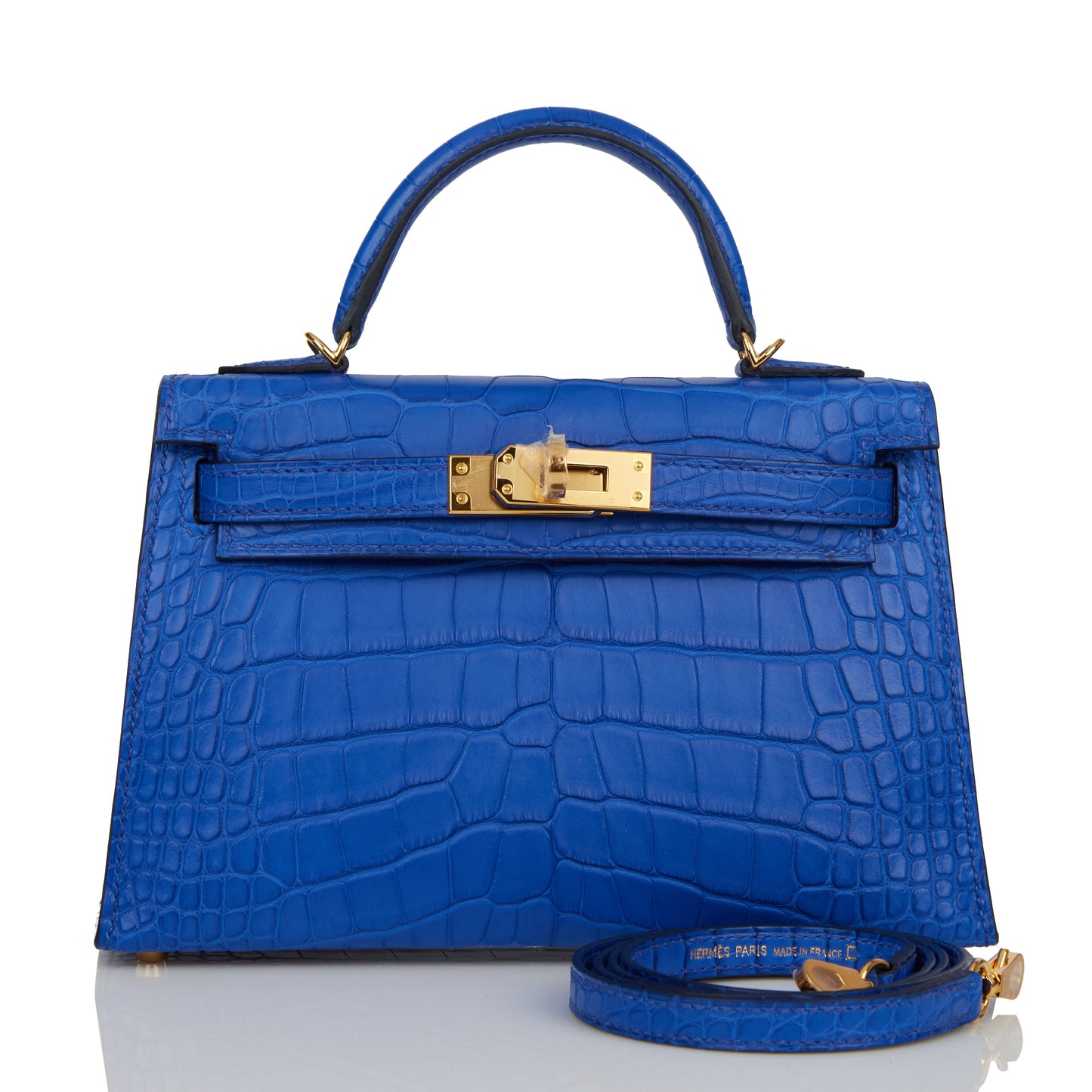 Hermes Kelly Sellier 20 Bleu Royal Matte Alligator Gold Hardware