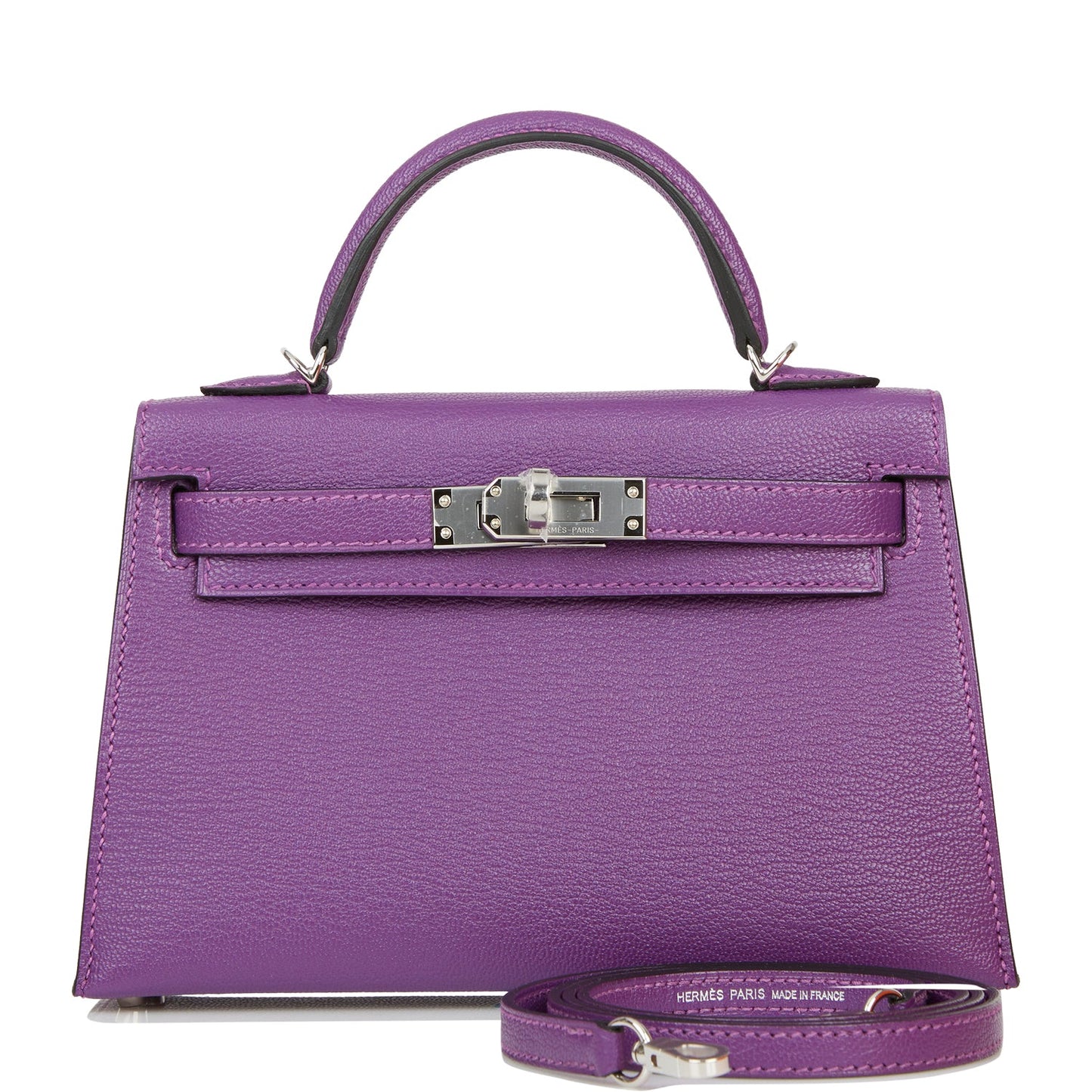 Hermes Kelly Sellier 20 Violet Verso Chèvre Palladium Hardware