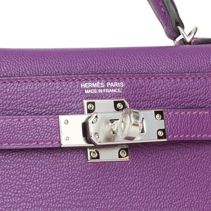 Hermes Kelly Sellier 20 Violet Verso Chèvre Palladium Hardware