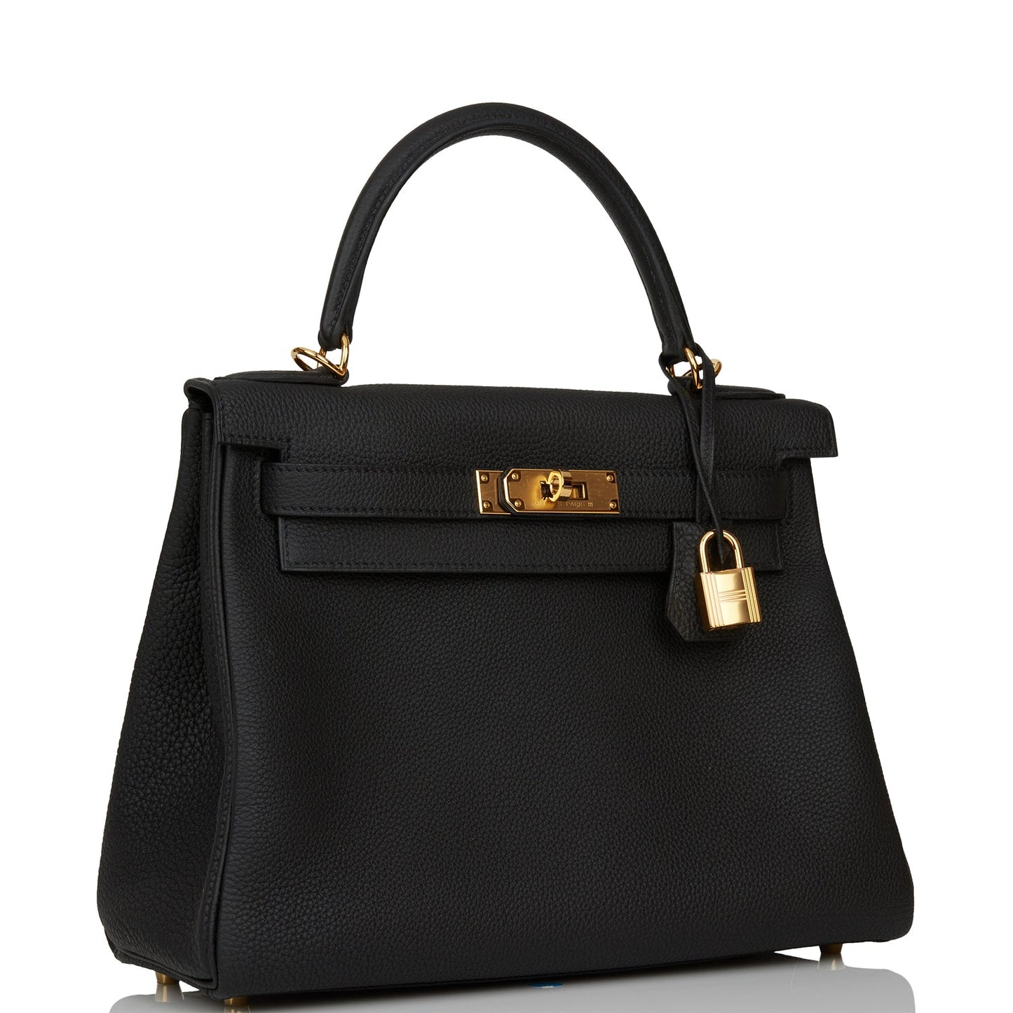 Hermes Kelly Retourne 28 Black Togo Gold Hardware