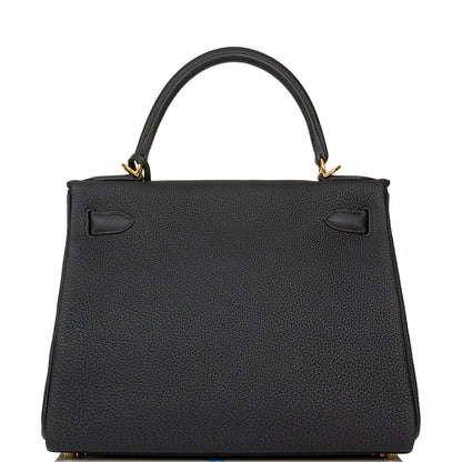 Hermes Kelly Retourne 28 Black Togo Gold Hardware