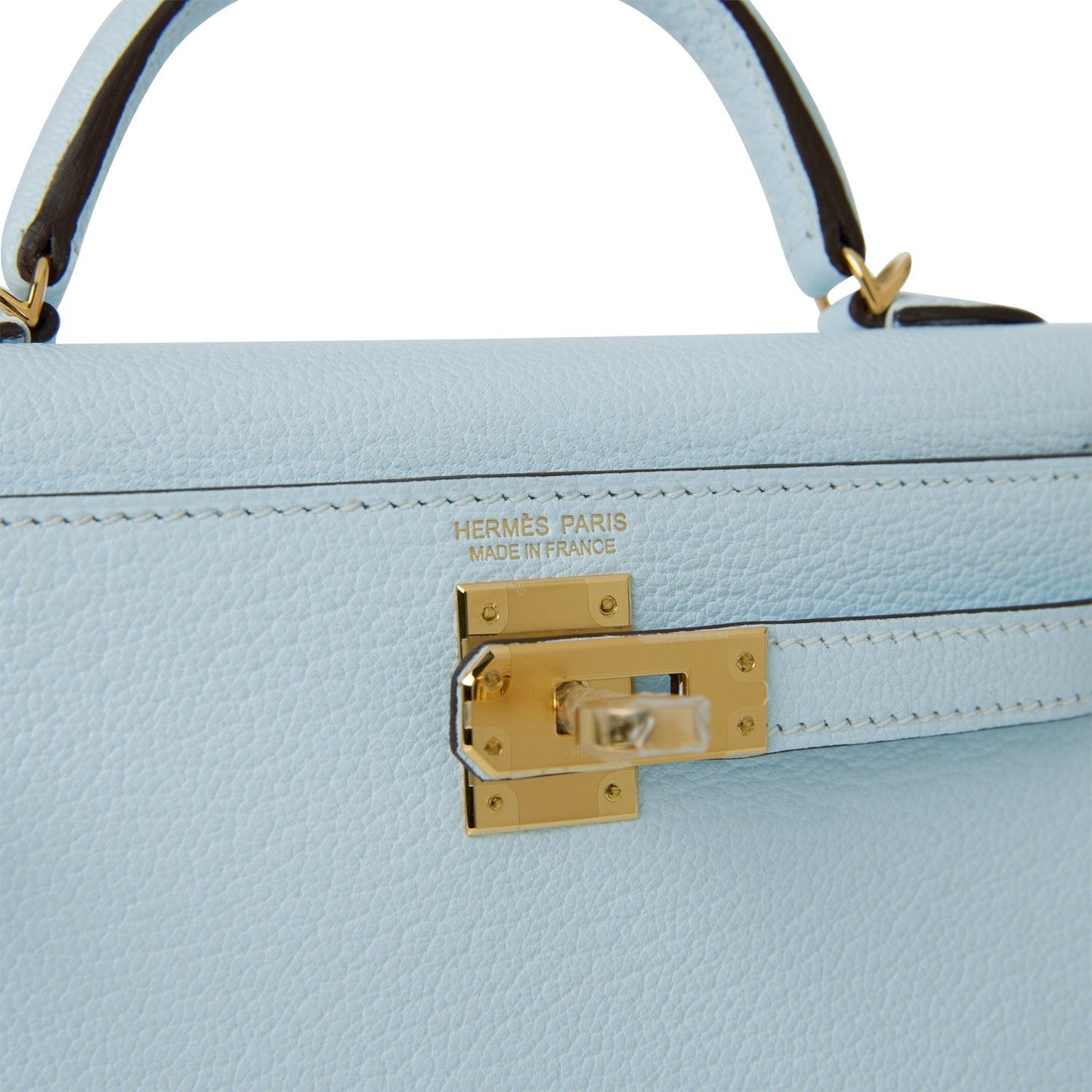 Hermes Kelly Sellier 20 Bleu Brume Chevre Gold Hardware