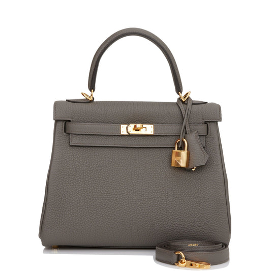 Hermes Kelly Retourne 25 Etain Togo Gold Hardware