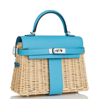 Hermes Mini Picnic Kelly 20 Bleu du Nord Swift Palladium Hardware