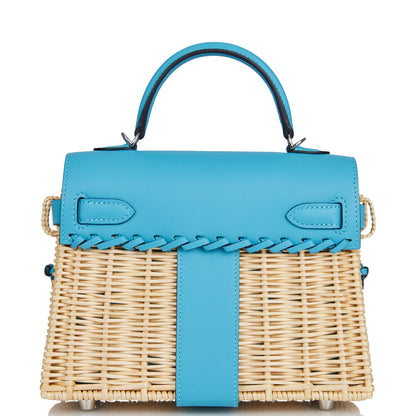 Hermes Mini Picnic Kelly 20 Bleu du Nord Swift Palladium Hardware