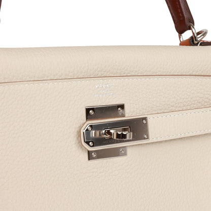 Hermes Kelly Retourne 28 Craie Au Gallop Togo Palladium Hardware