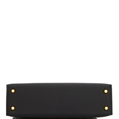 Hermes Kelly Sellier 20 Black Epsom Gold Hardware