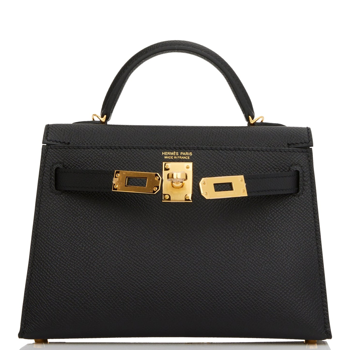 Hermes Kelly Sellier 20 Black Epsom Gold Hardware