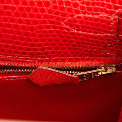 Hermes Kelly Sellier 28 Rouge Vif Lizard Niloticus Gold Hardware