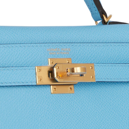 Hermes Kelly Sellier 20 Celeste Epsom Gold Hardware