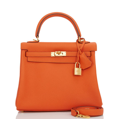 Hermes Kelly Retourne 25 Feu Togo Gold Hardware