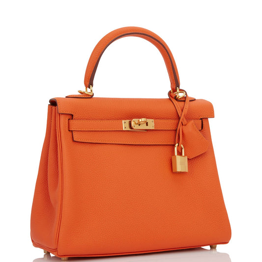 Hermes Kelly Retourne 25 Feu Togo Gold Hardware