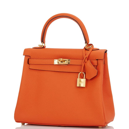 Hermes Kelly Retourne 25 Feu Togo Gold Hardware