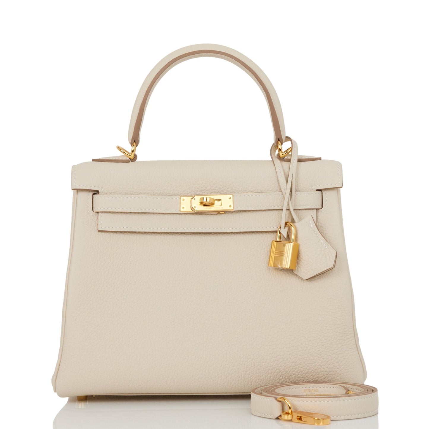 Hermes Kelly Retourne 25 Craie Togo Gold Hardware