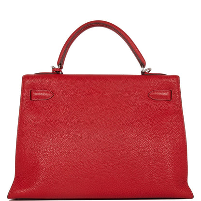 Hermes Kelly Mou 32 Vermillion Togo Palladium Hardware