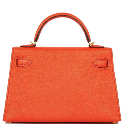 Hermes Kelly Sellier 20 Feu Chevre Gold Hardware