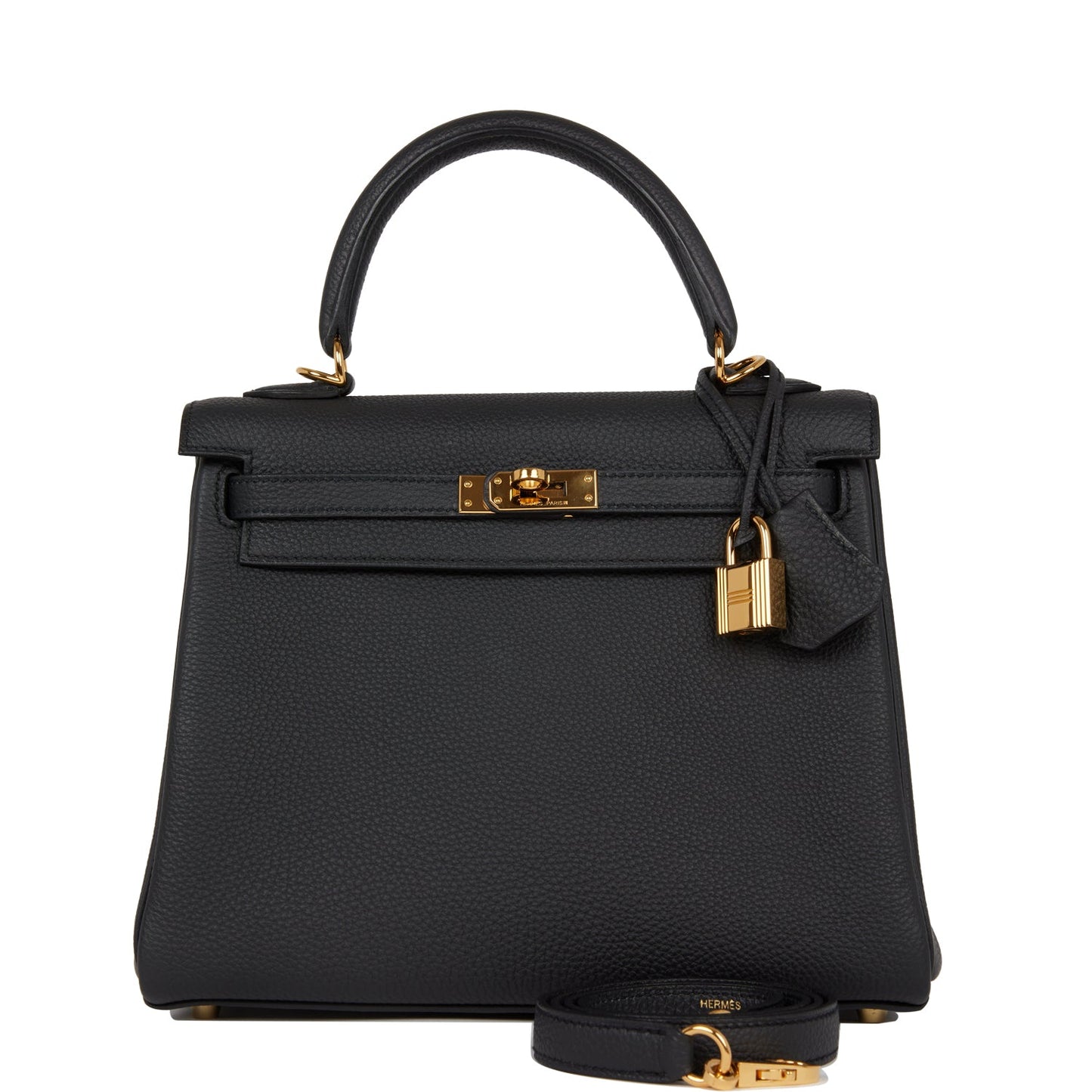 Hermes Kelly Retourne 25 Black Togo Gold Hardware