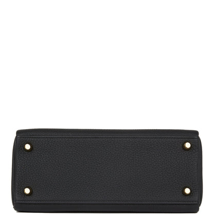 Hermes Kelly Retourne 25 Black Togo Gold Hardware