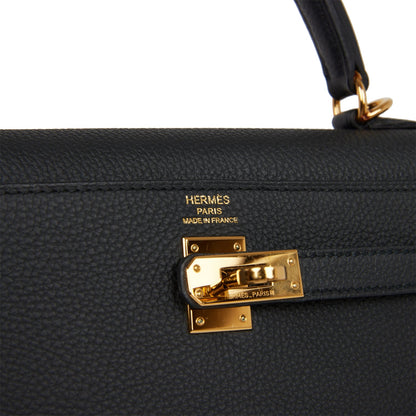 Hermes Kelly Retourne 25 Black Togo Gold Hardware