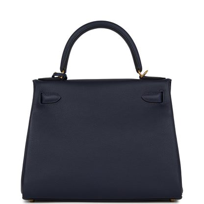 Hermes Kelly Retourne 28 Bleu Nuit Evercolor Gold Hardware