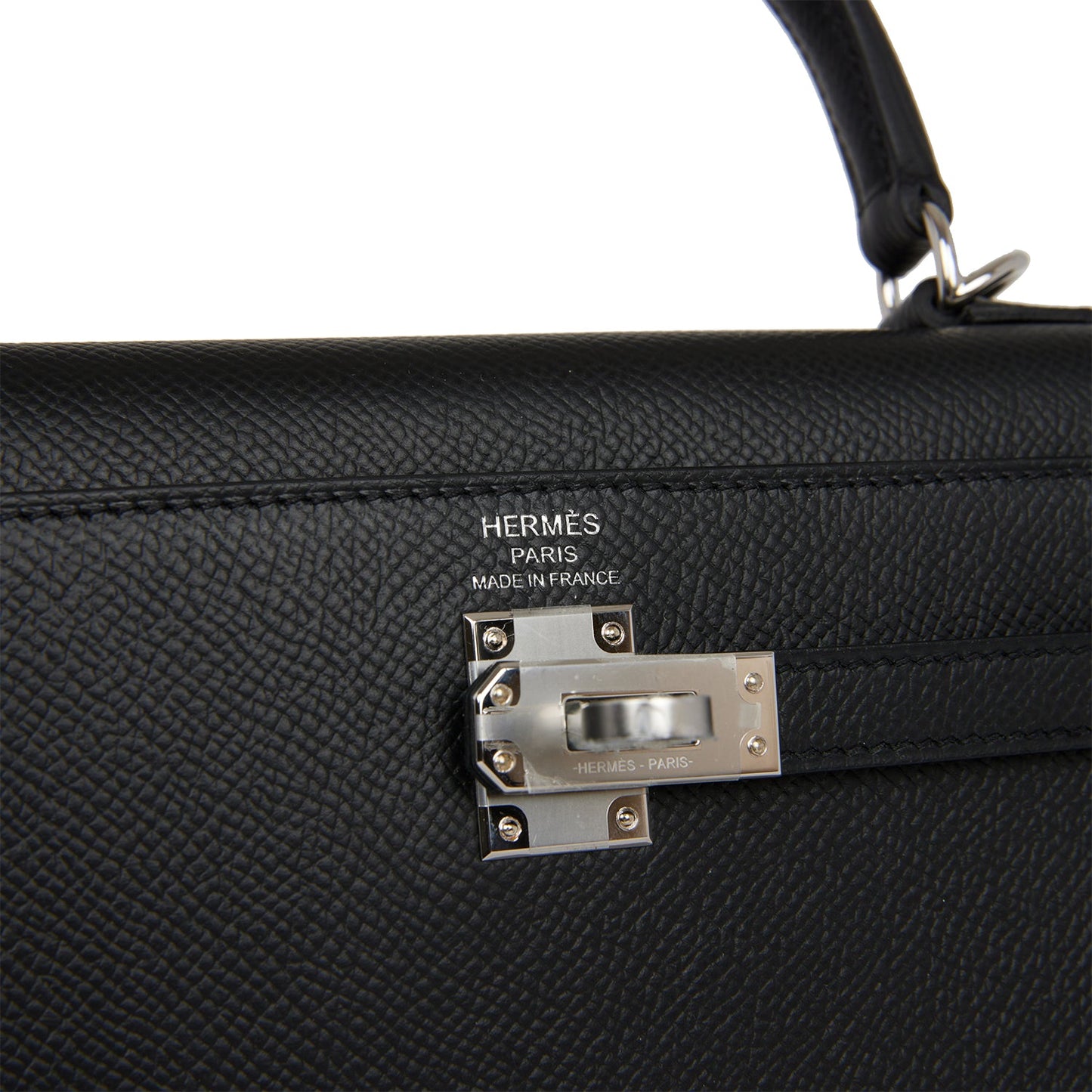 Hermes Kelly Sellier 25 Black Epsom Palladium Hardware