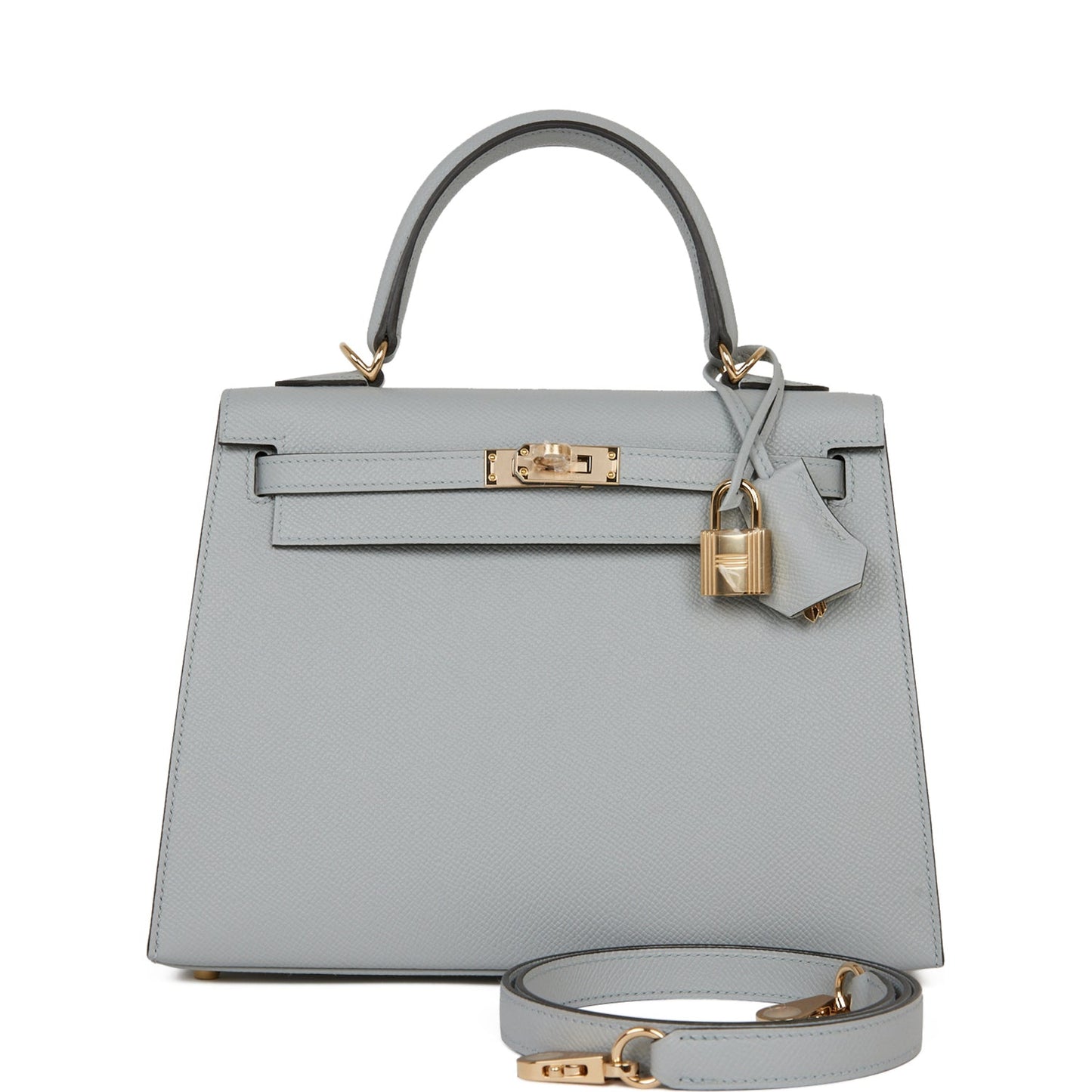 Hermes Special Order (HSS) Kelly Sellier 25 Bleu Glacier Verso Epsom Permabrass Hardware