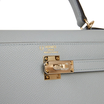 Hermes Special Order (HSS) Kelly Sellier 25 Bleu Glacier Verso Epsom Permabrass Hardware