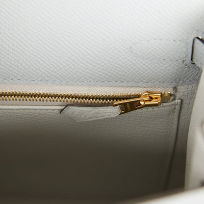 Hermes Special Order (HSS) Kelly Sellier 25 Bleu Glacier Verso Epsom Permabrass Hardware