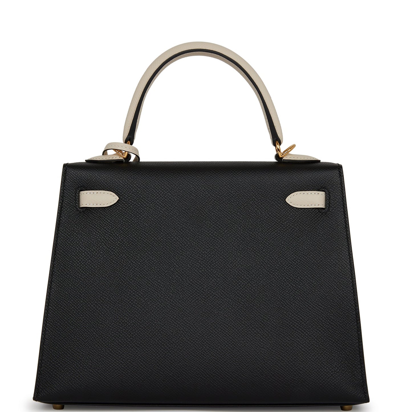 Hermes Special Order (HSS) Kelly Sellier 25 Black and Nata Epsom Permabrass Hardware