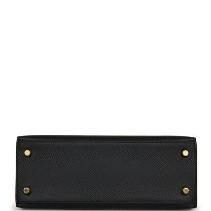 Hermes Special Order (HSS) Kelly Sellier 25 Black and Nata Epsom Permabrass Hardware