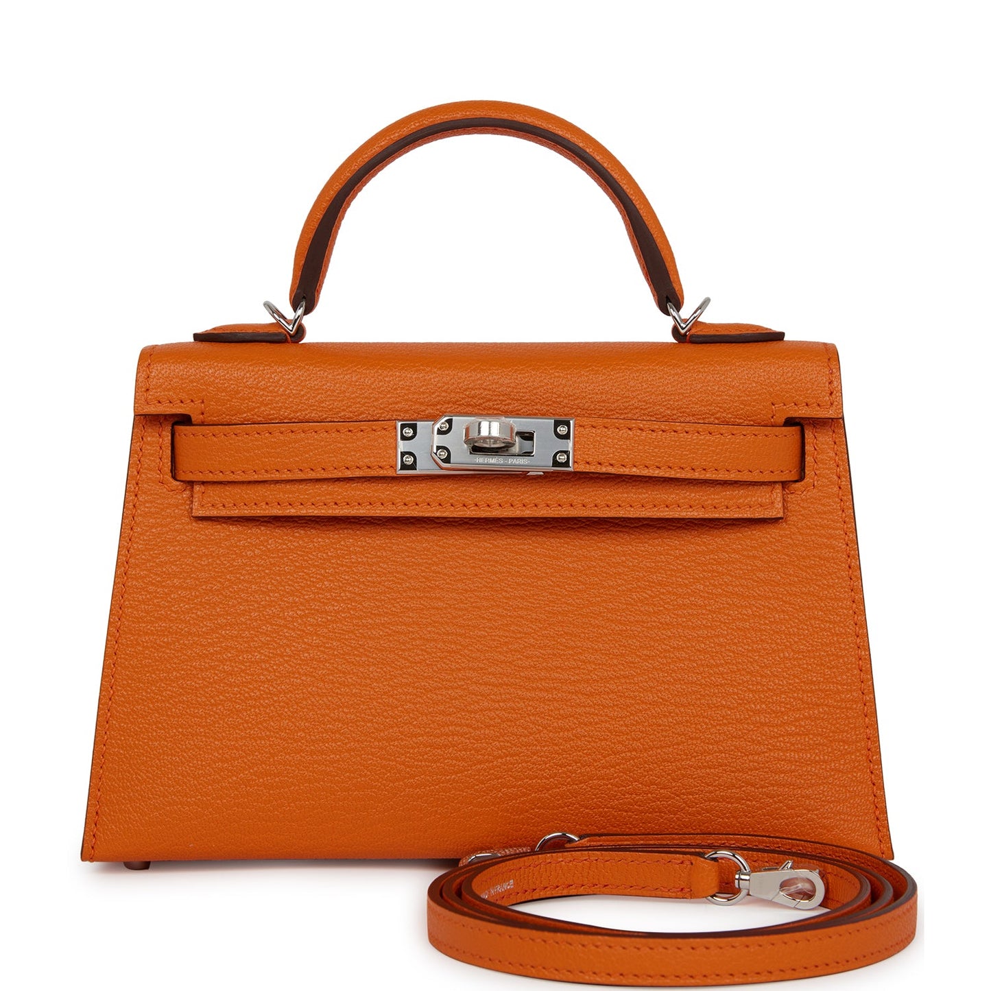 Hermes Kelly Sellier 20 Orange Verso Chèvre Palladium Hardware