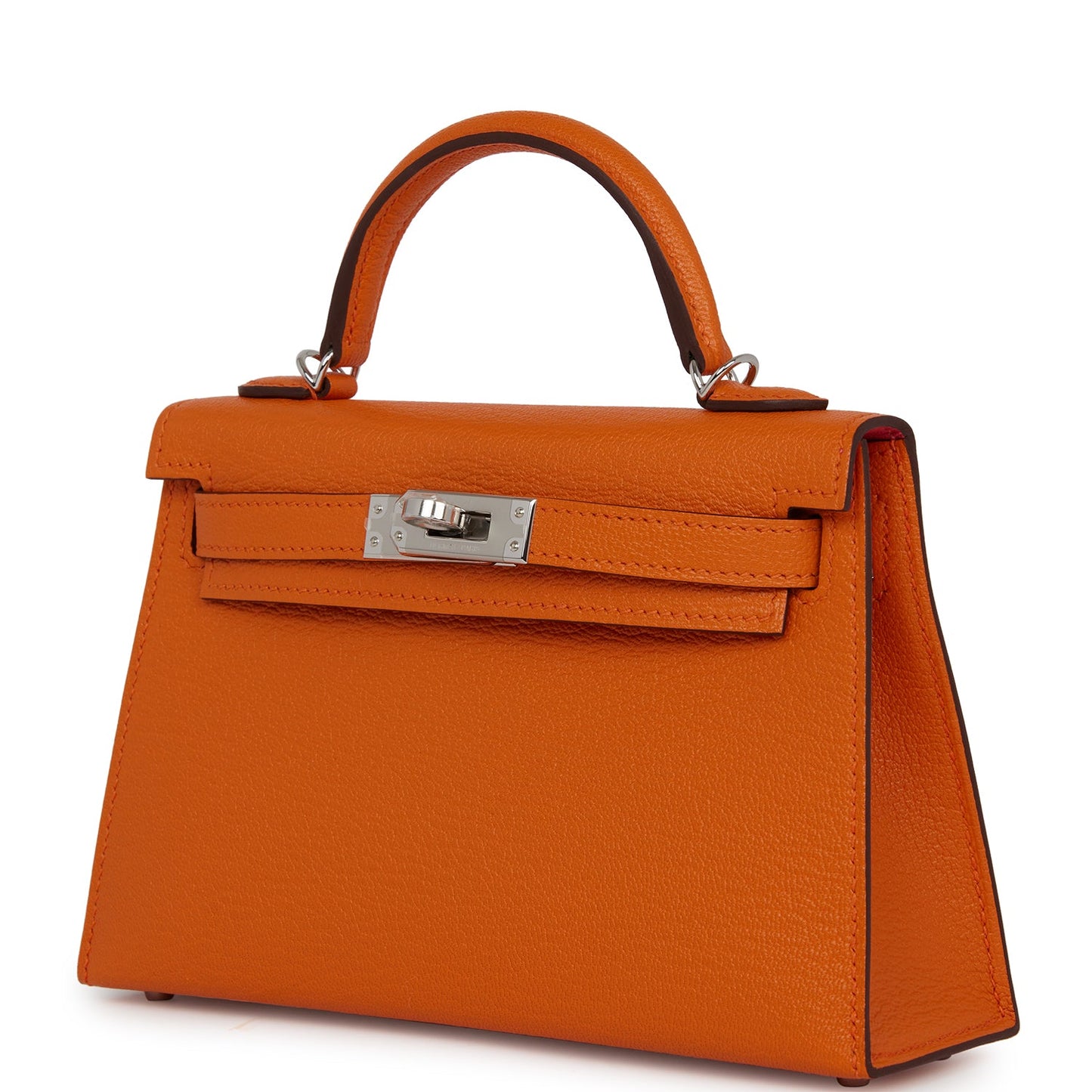 Hermes Kelly Sellier 20 Orange Verso Chèvre Palladium Hardware