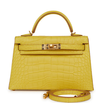 Hermes Kelly Sellier 20 Mimosa Matte Alligator Gold Hardware