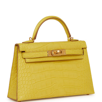 Hermes Kelly Sellier 20 Mimosa Matte Alligator Gold Hardware