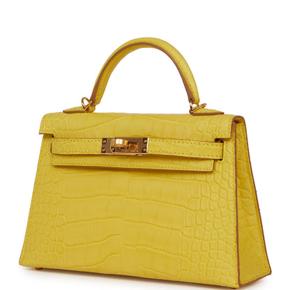 Hermes Kelly Sellier 20 Mimosa Matte Alligator Gold Hardware