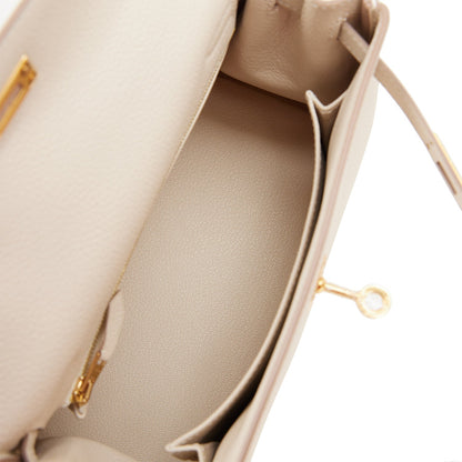 Hermes Kelly Retourne 25 Craie Togo Gold Hardware