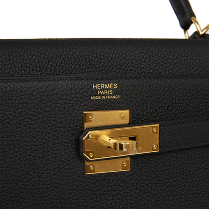 Hermes Kelly Retourne 32 Black Togo Gold Hardware