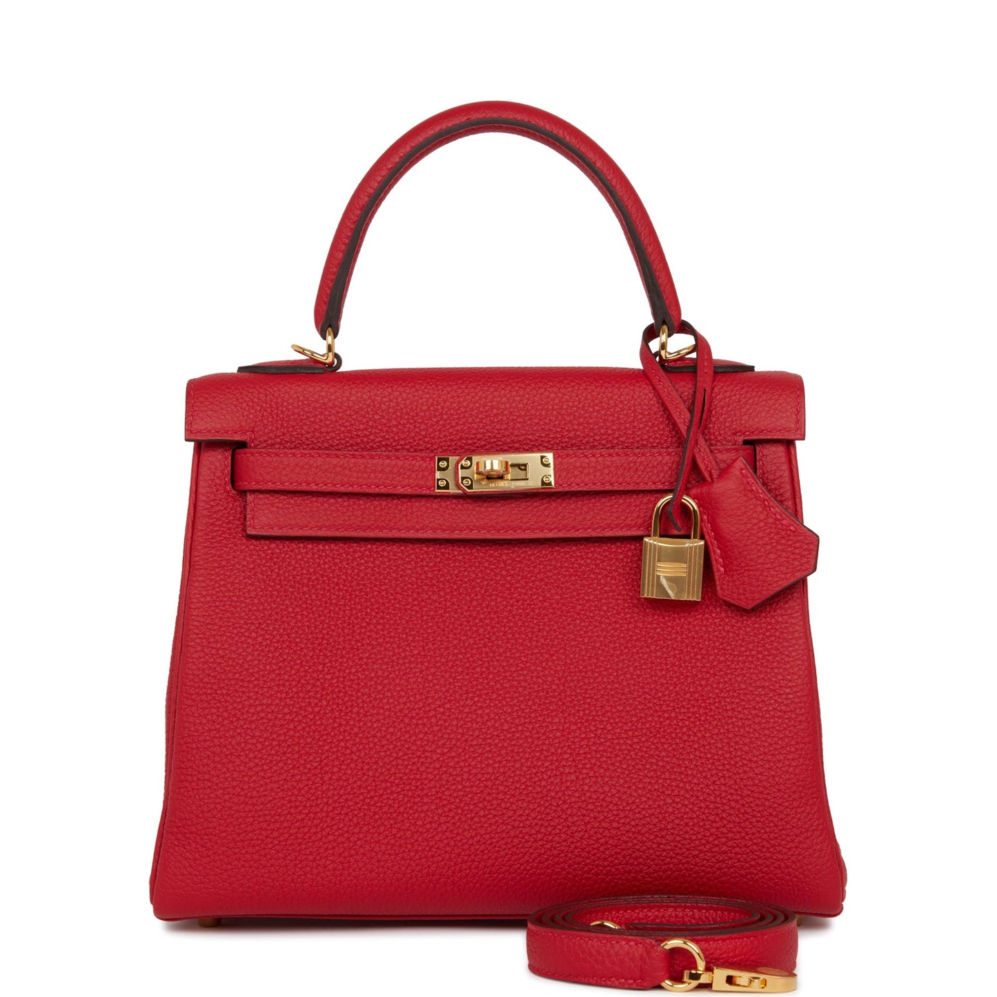 Hermes Kelly Retourne 25 Rouge Casaque Togo Gold Hardware