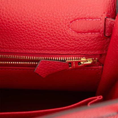 Hermes Kelly Retourne 25 Rouge Casaque Togo Gold Hardware