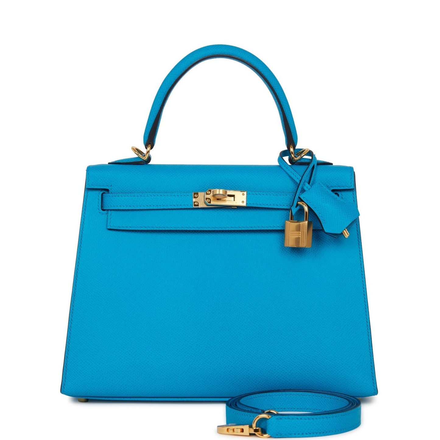 Hermes Kelly Sellier 25 Bleu Frida Epsom Gold Hardware