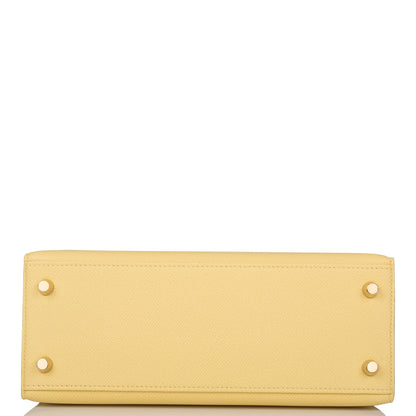 Hermes Kelly Sellier 25 Jaune Poussin Epsom Gold Hardware