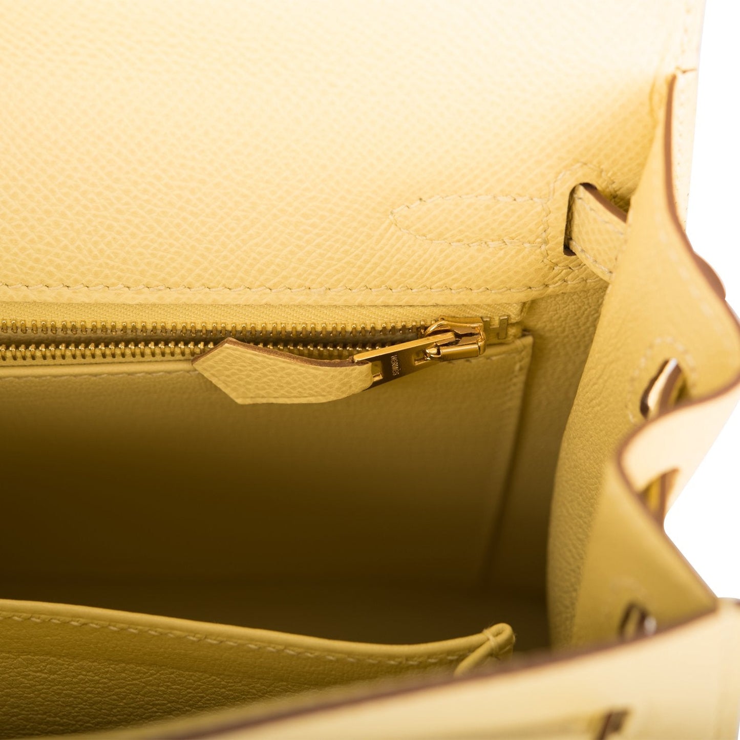 Hermes Kelly Sellier 25 Jaune Poussin Epsom Gold Hardware