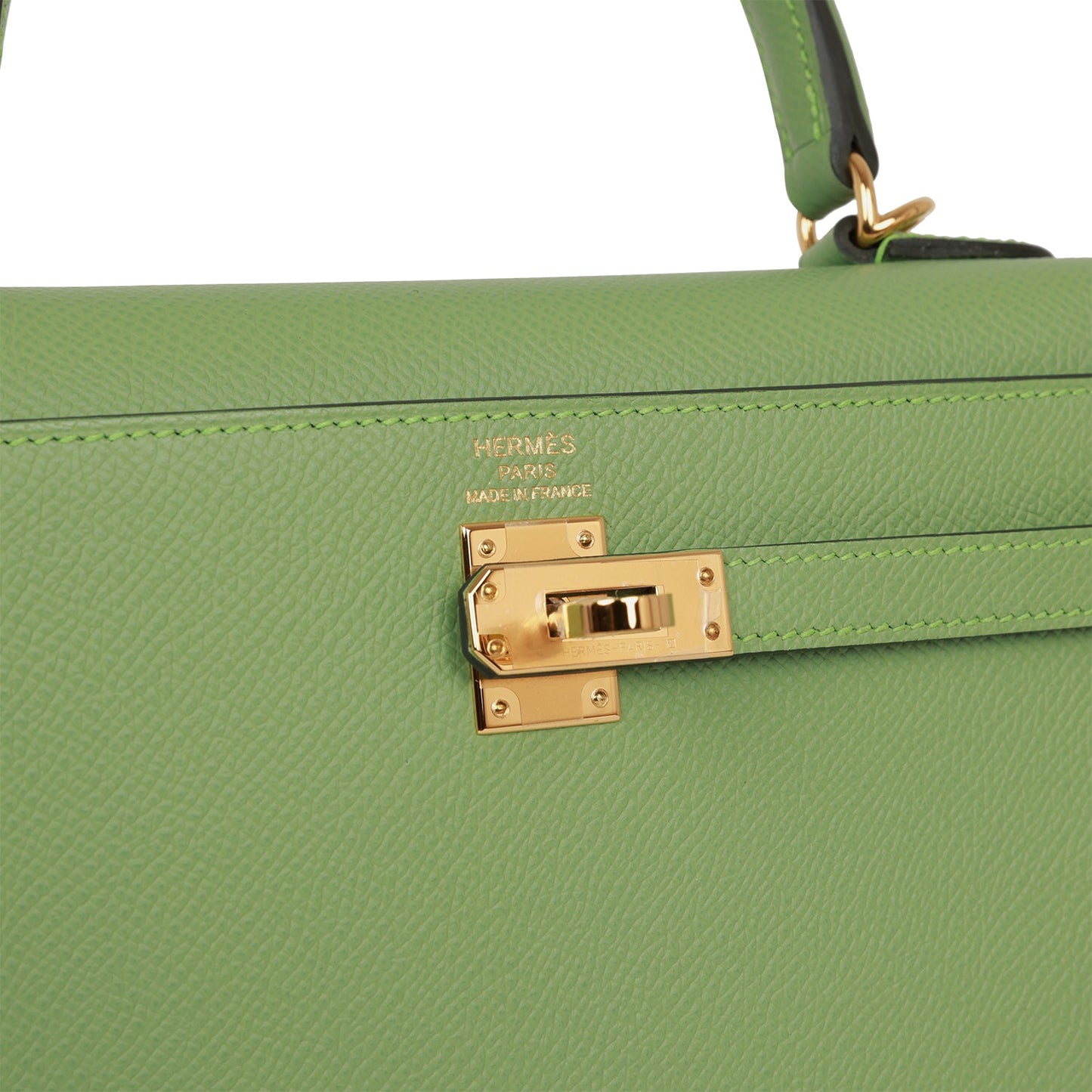 Hermes Kelly Sellier 25 Vert Criquet Epsom Gold Hardware