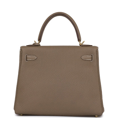 Hermes Kelly Retourne 25 Etoupe Togo Gold Hardware