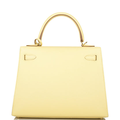 Hermes Kelly Sellier 25 Jaune Poussin Epsom Gold Hardware