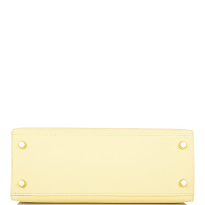 Hermes Kelly Sellier 25 Jaune Poussin Epsom Gold Hardware