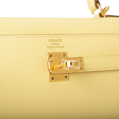 Hermes Kelly Sellier 25 Jaune Poussin Epsom Gold Hardware